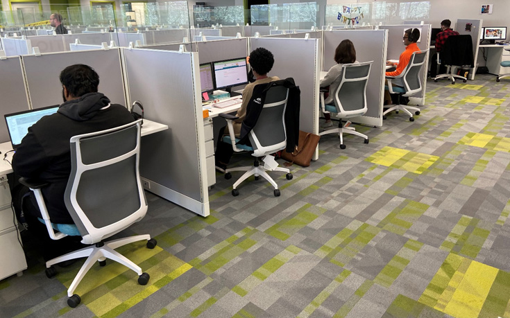 Some of our Customer Service team, hard at work